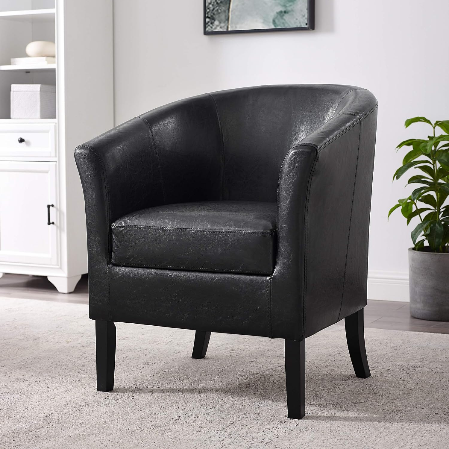 Linon Home Dcor Linon Home Decor Simon Club Chair, 33" x 28.25" x 25.5", Black