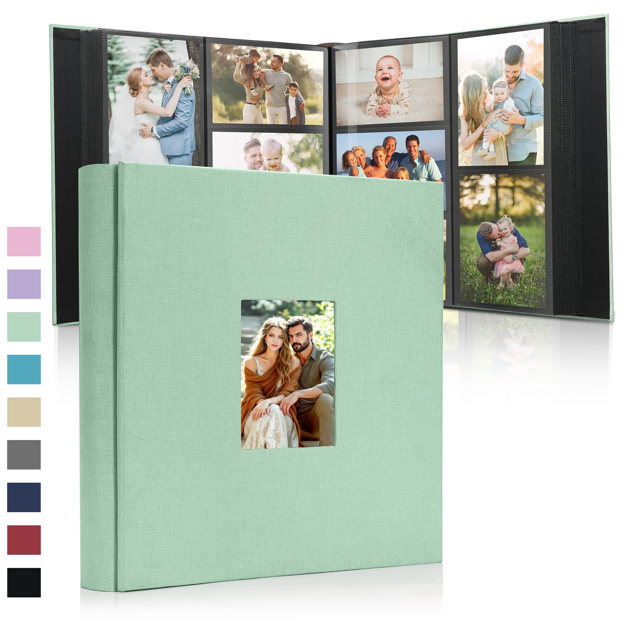 DazSpirit Large Photo Album 6x4 in, 1000 Slip-In Pockets, Linen Fabric Hard Cover Photo Book with Customisable Front Window for Family, Wedding, Travel & Baby Memories