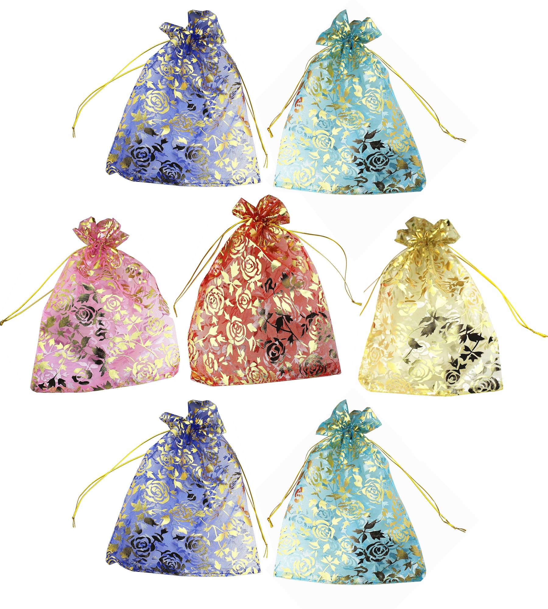Return Gift Bags Organza Bags Return Gift Favours Shagun Favours Wedding Party Favor Jewellery Packing Pouch Dry Fruit Pouch 10x14 Cms Mix Colors (Pack of 25 Bags)-image-5