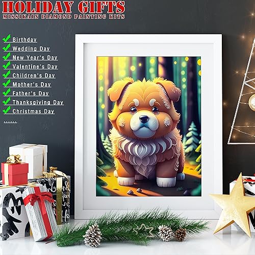 Miniatura 2 de MISSIKAIN Kits de pintura artística de diamantes para adultos y principiantes, pinturas de diamantes de animales de perro 5D para decoración de