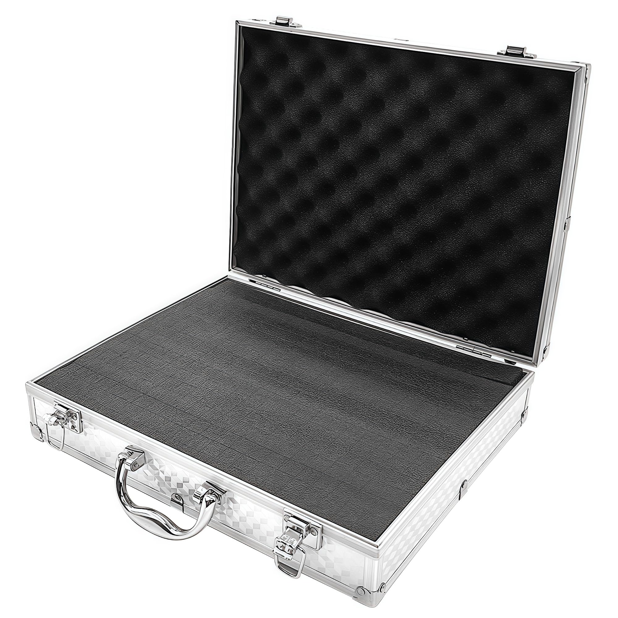 Musiin Audio Equipment Microphone Portable Case, with a sturdy aluminum alloy structure, suitable for storing and transporting audio equipment, wireless microphone systems, and camera gear (Silver)