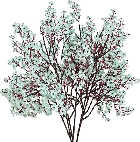 Mandy's 6 paquetes de flores artificiales de seda azul claro para el aliento del bebé, 19.7 pulgadas para decoración del hogar, cocina, boda, fiesta