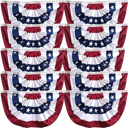 Vista 7 de Xunny Banderines de la bandera estadounidense con rojo, blanco y azul, bandera plisada de Estados Unidos para el 4 de julio, Día de los Caídos, Día