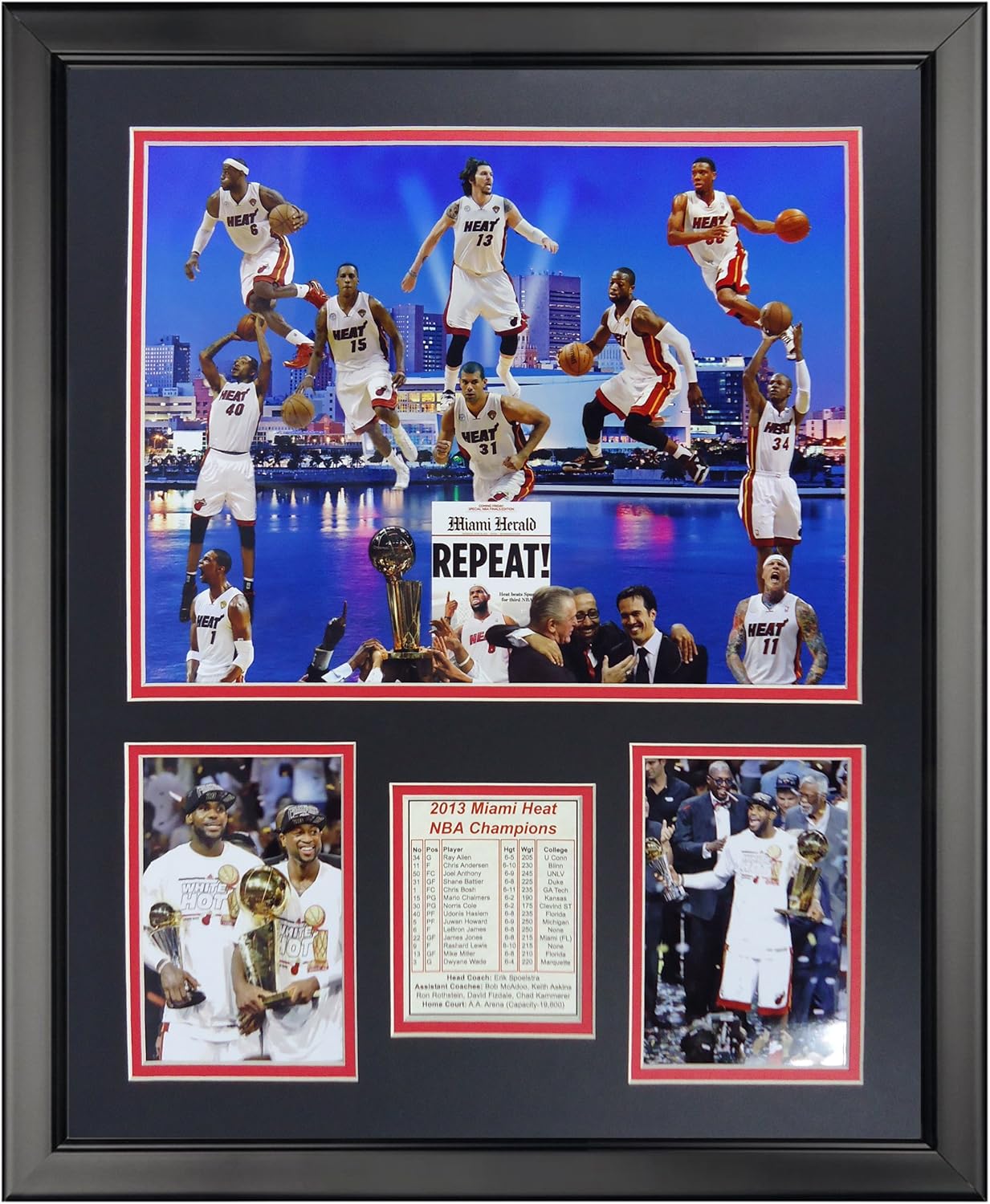 Legends Never Die Miami Heat - 2013 NBA Champions - Skyline Collage Framed Photo Collage, 16" x 20"