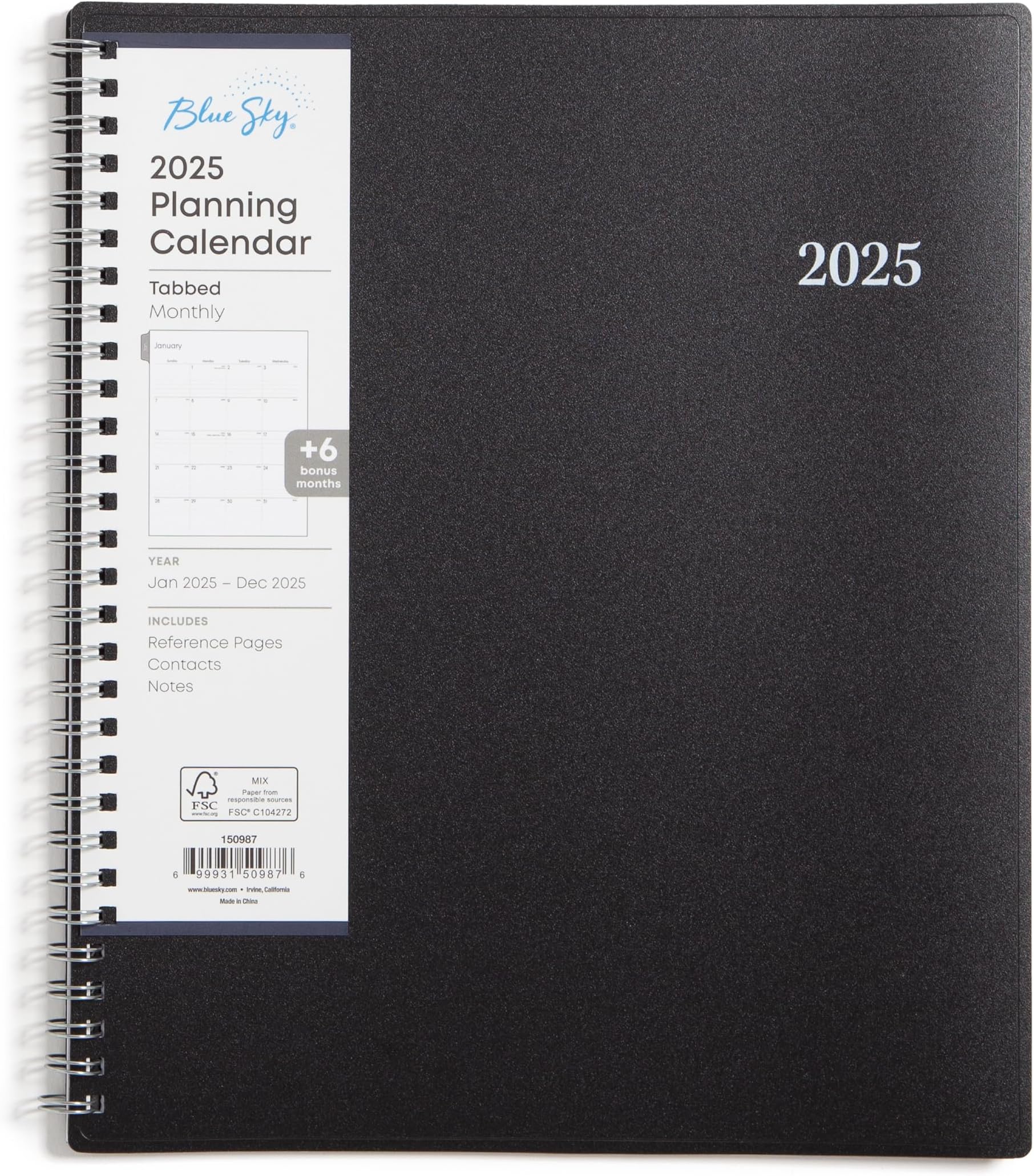 Blue Sky 2025 Monthly Planner Calendar, Includes January 2025 - December 2025, 8" x 10", Monthly Layout, Flexible Cover, Laminated Tabs, Wirebound, Enterprise