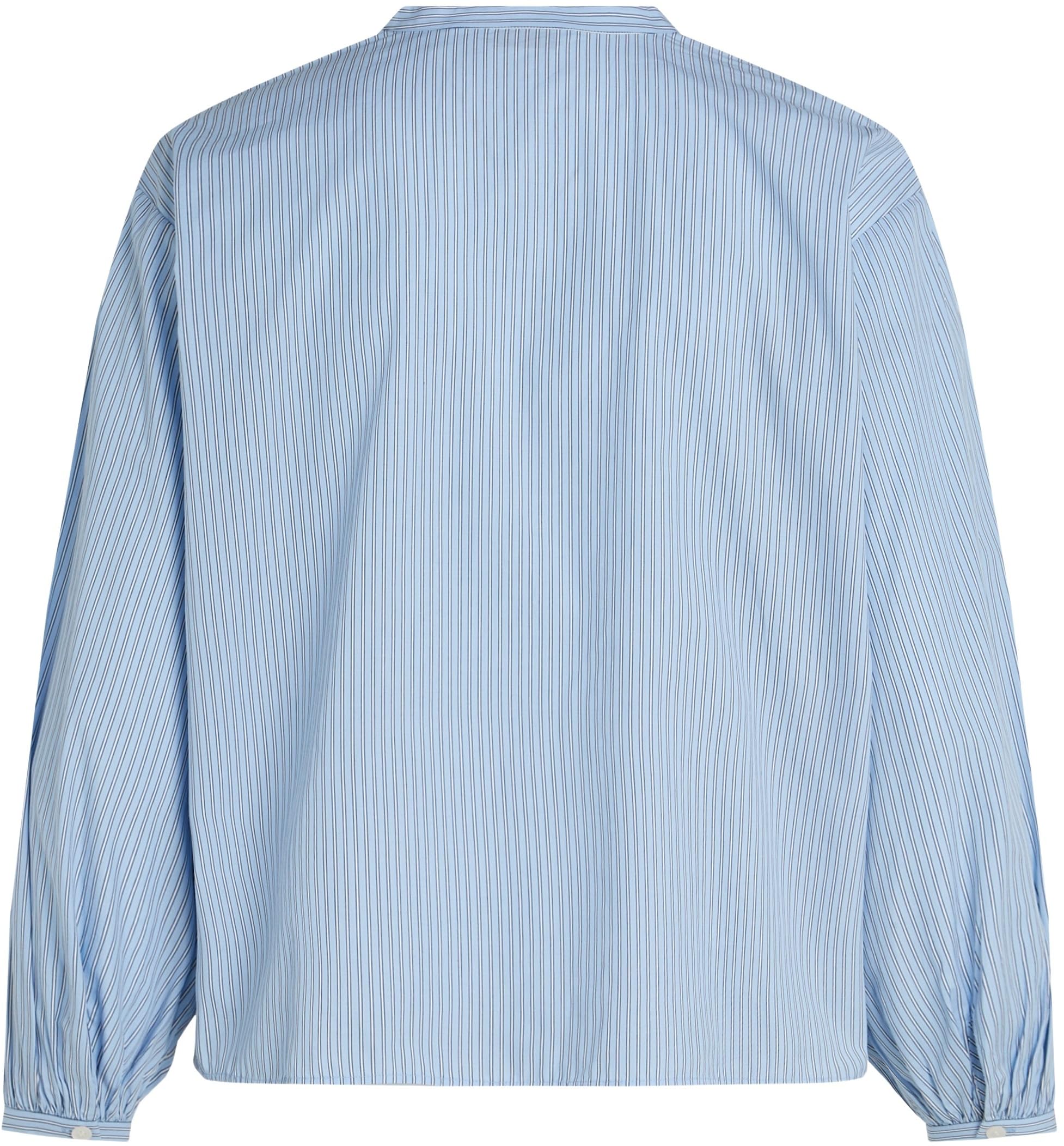 Tommy Hilfiger Damen Bluse V-Neck Balloon Blouse V-Ausschnitt, Blau (Ivy STP/Vessel Blue), 48 – Ansicht 2