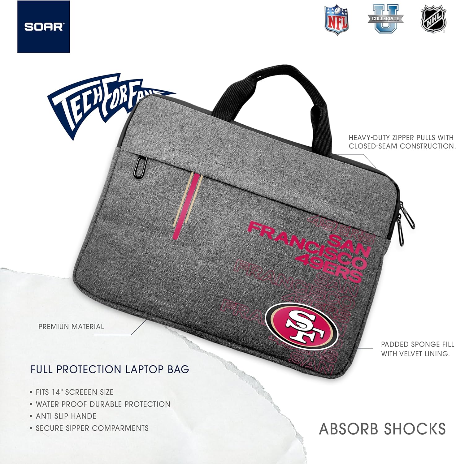 SOAR NFL 13 Inch Laptop Sleeve - Image 4