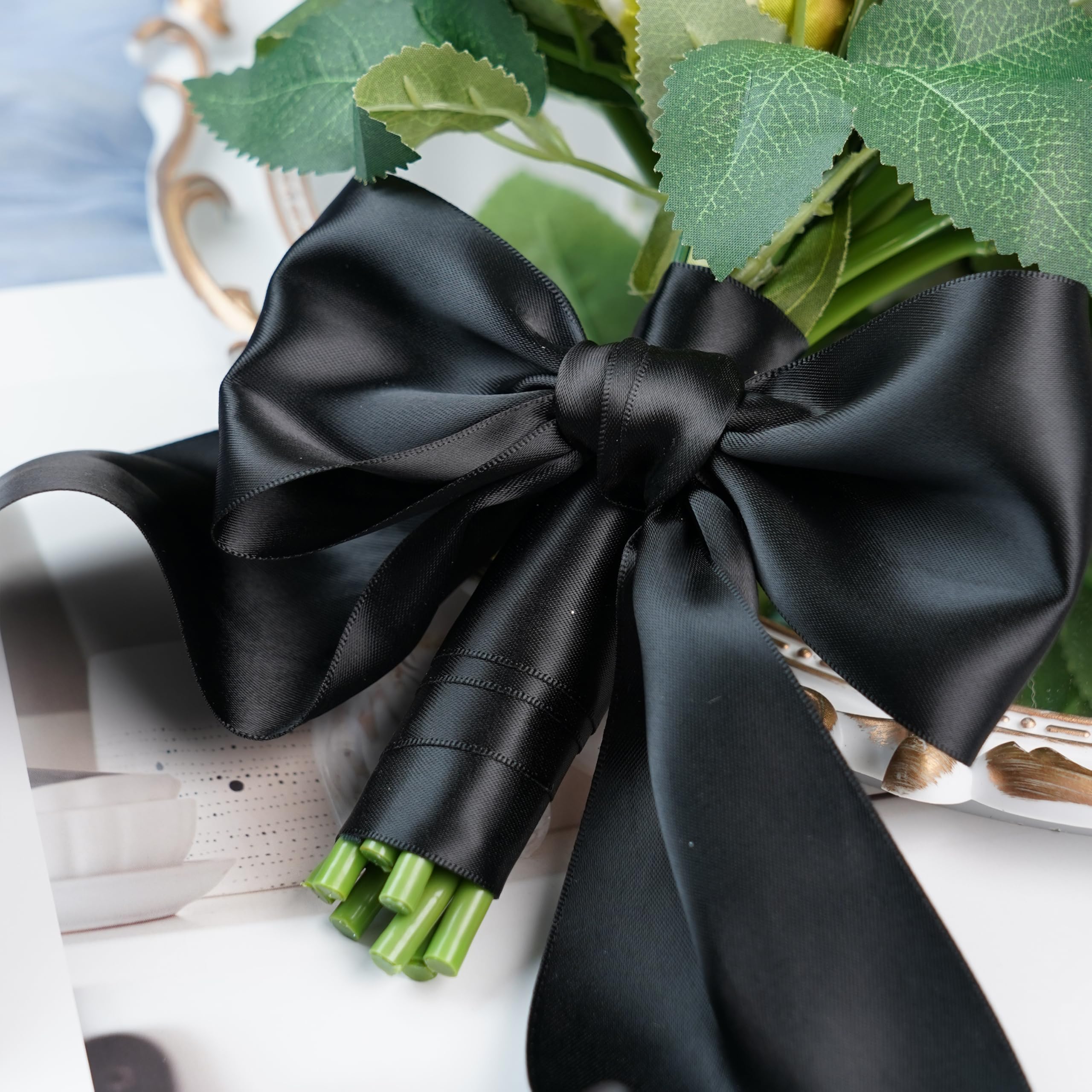 Amazon.com: DINDOSAL Black Ribbon 3 Inch Double Faced Satin Ribbon
