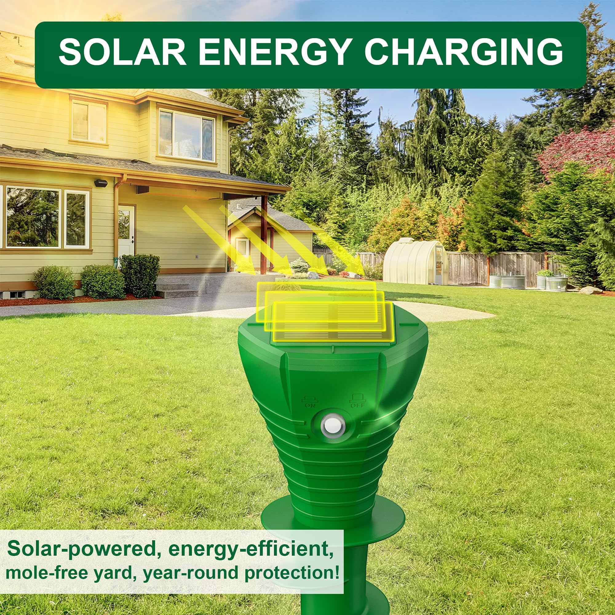 4 Stück Solar Maulwurf Vertreiber, Ultraschall Wühlmaus Vertreiben Testsieger, IP65 Wasserdicht Wühlmausschreck, Haustierfreundlich gegen Maulwürfe, Wühlmäuse & Gartennagetiere