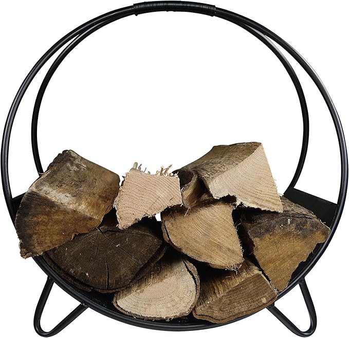 khevga Fire Log Basket Metal Black Modern Round Amazon.co.uk DIY & Tools