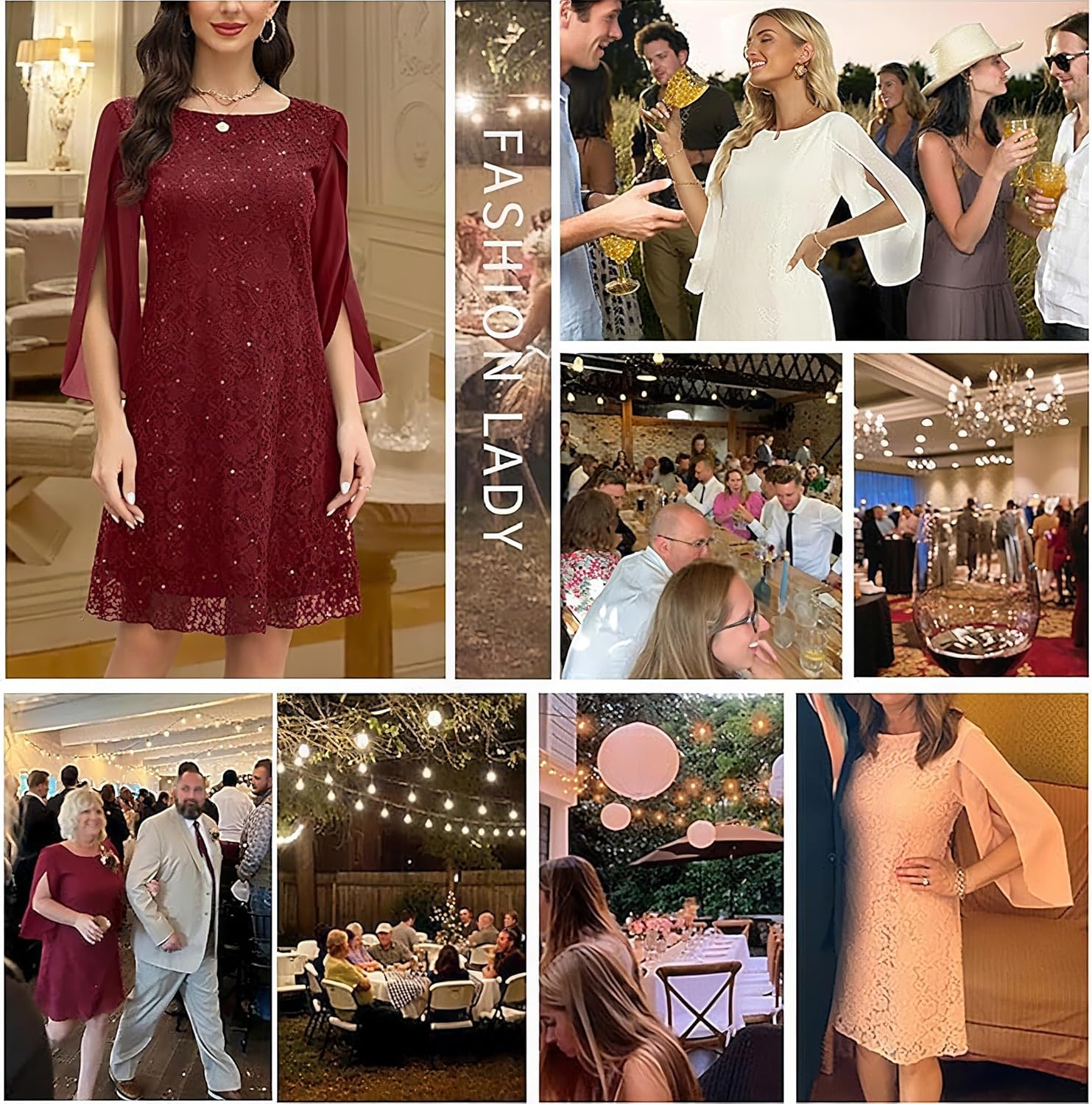 Wedding Guest Cocktail & Formal Dresses for Women - Lace Sequin Prom Evening Dress - Image 8