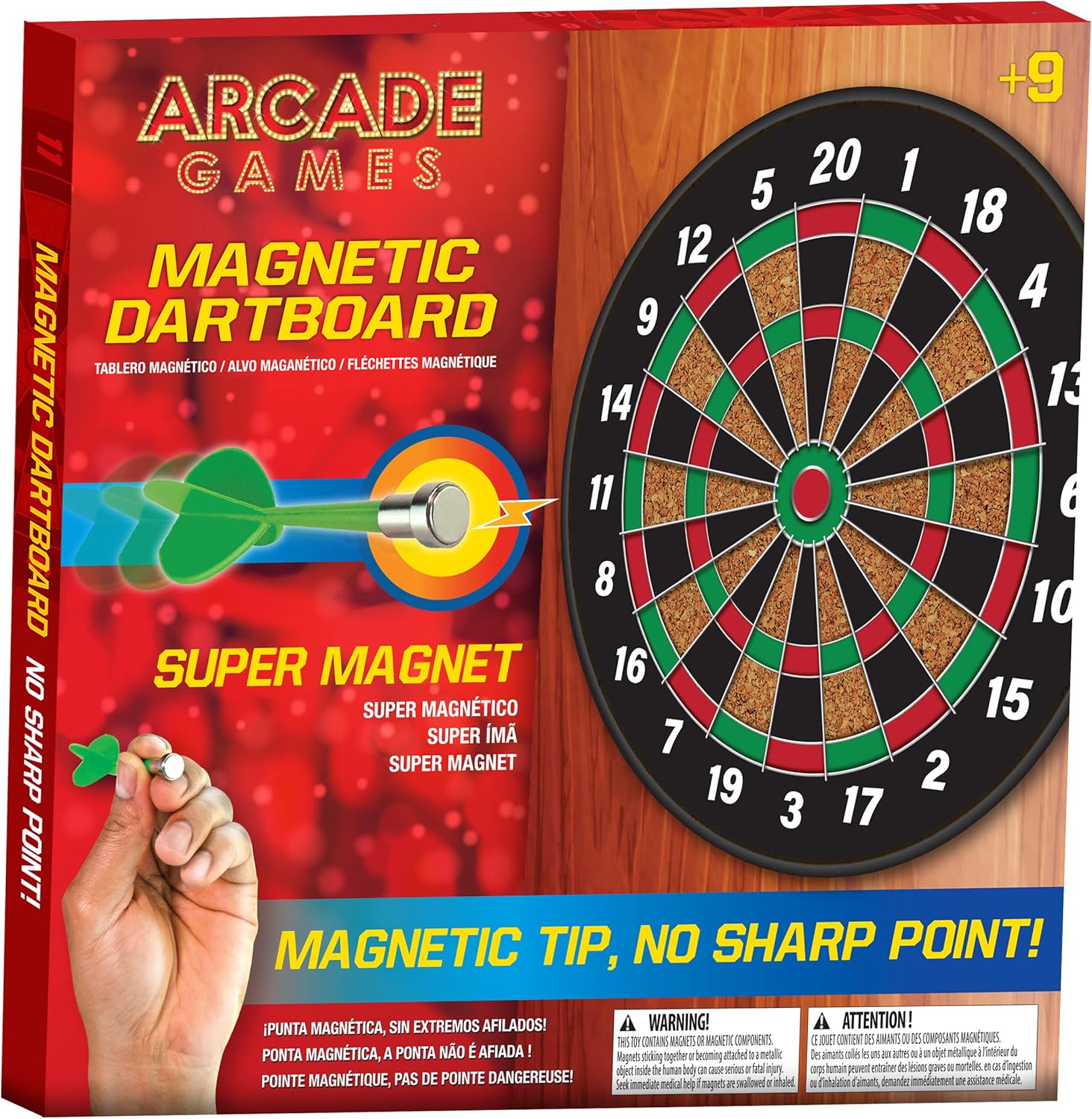 Arcade Magnetic Dartboard Game for Kids, Adults & Family, 16-inch