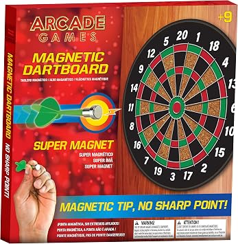 Arcade Magnetic Dartboard Game for Kids, Adults & Family, 16-inch