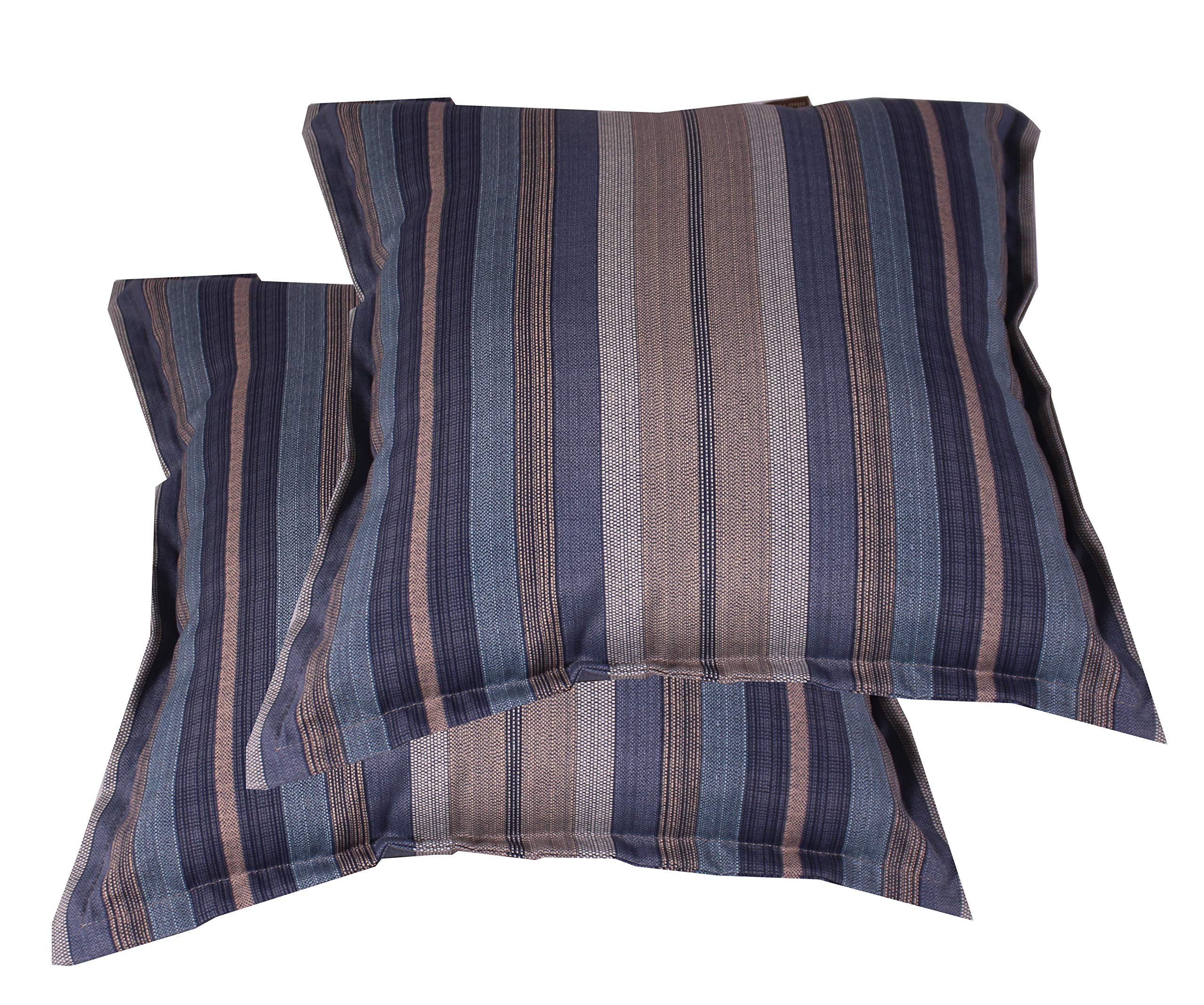 Comfort Classics Inc. Outdoor/Indoor Patio Throw Pillow,in Spun Polyester Blue Striped Pattern (Set of 2) 21x22x5