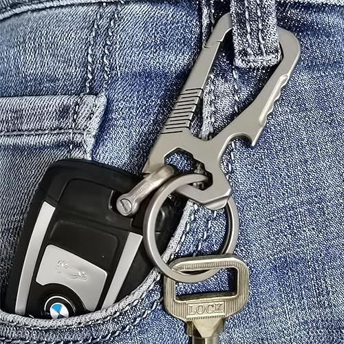 Miniatura 3 de Llavero de titanio, llavero con abrebotellas, mosquetón para hombre y mujer