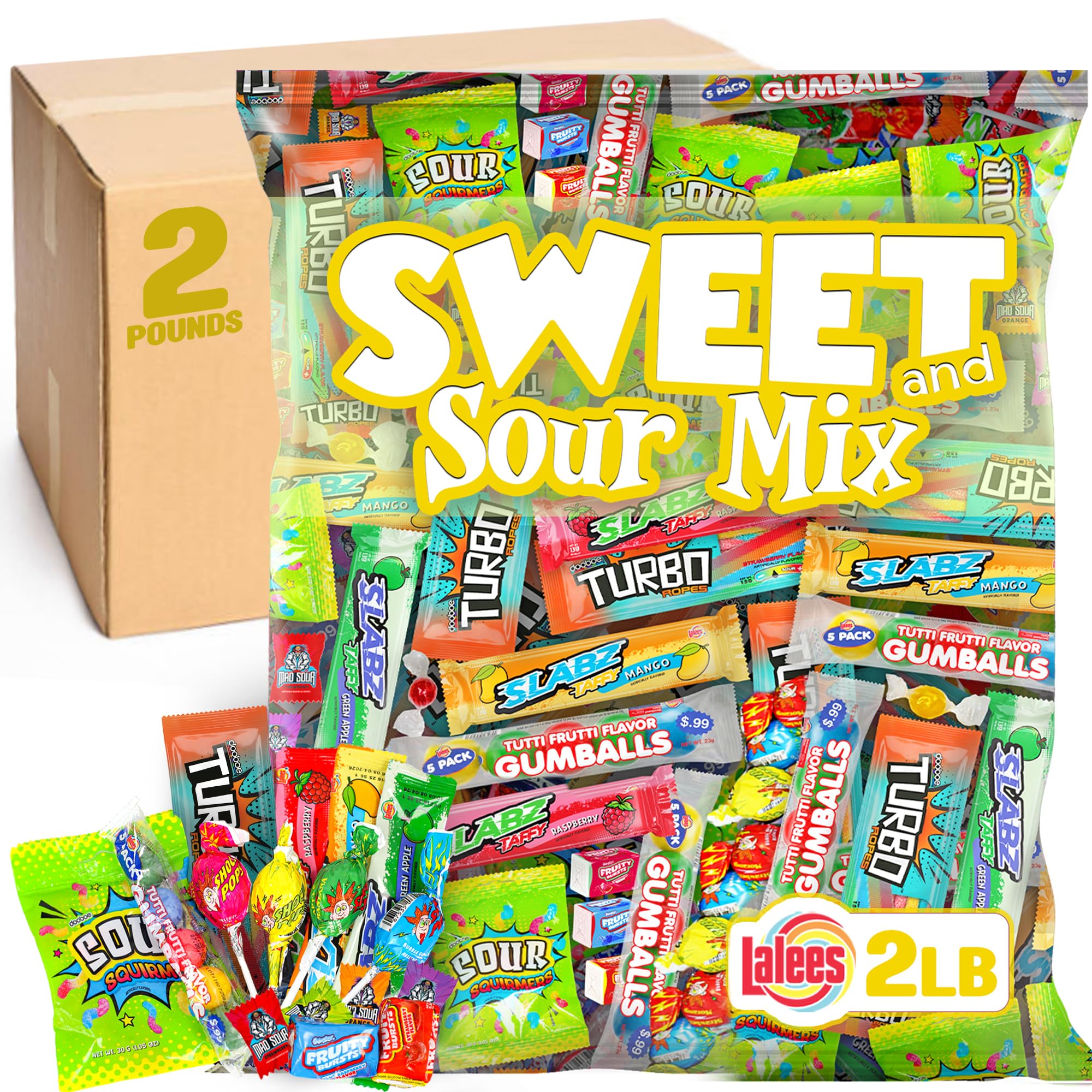 Sour Candy Variety Pack - 2 Pounds - Bulk Holiday Candy - Individually Wrapped Candy for Stocking - Assorted Pinata Candy - Candy For Goodie Bags - Party Favors For Kids