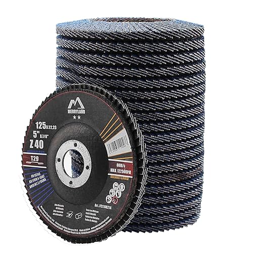 Merryland 125 Metal Flap Disc for Angle Grinder, 125 mm Grit 40 T29 Flap Discs 20 Pieces, Blue Corundum Zirconium Stainless Steel Iron Abrasive Discs, Craft-Line FC1108214-20