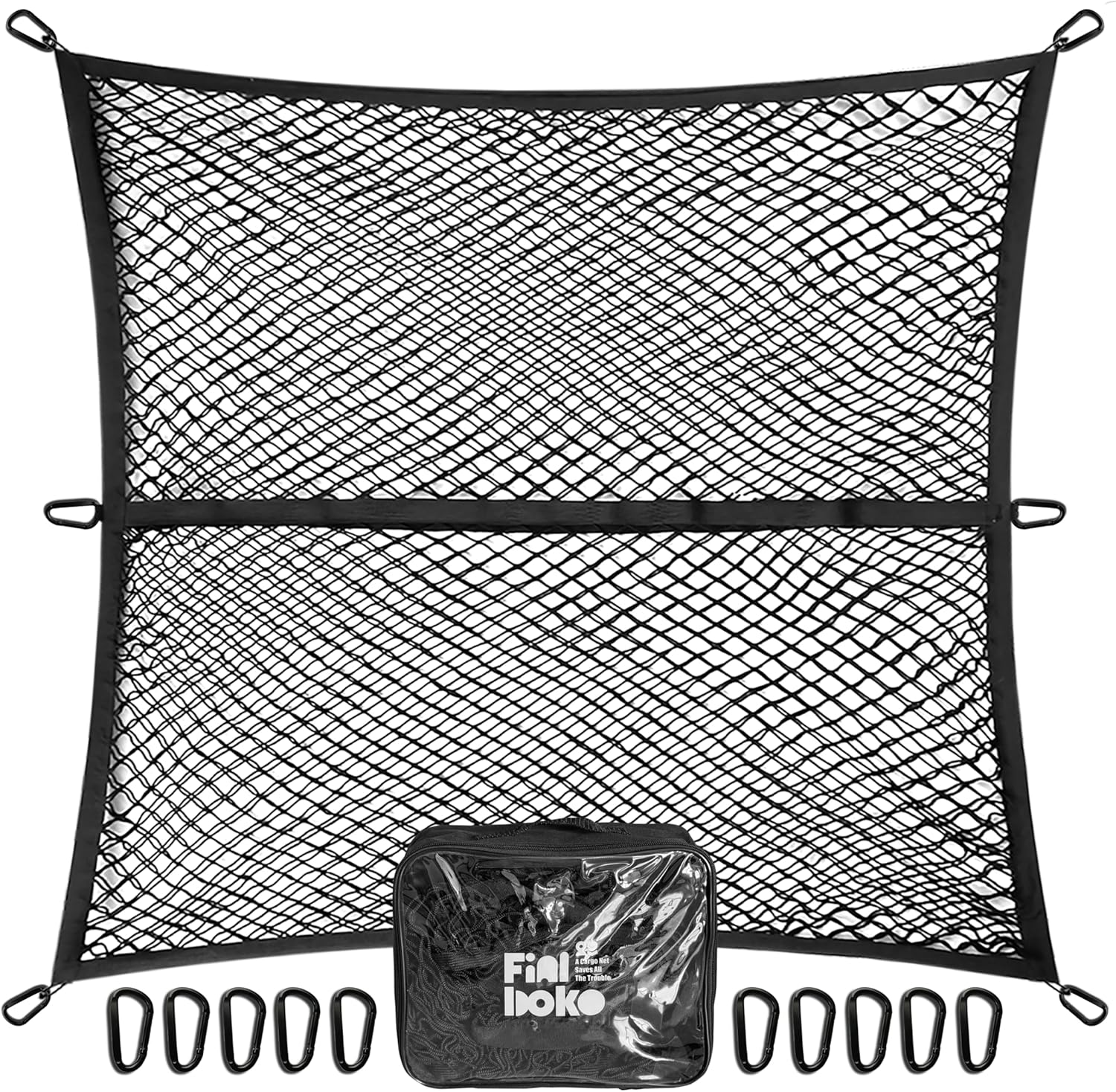 Highly Elastic Cargo Net for Pickup Truck Bed, Simple Truck Bed Cargo Mesh Organizer, Suitable for Daily Light Loads of Trucks, 4'x4' Stretches to 7'x7' (Double Layer)