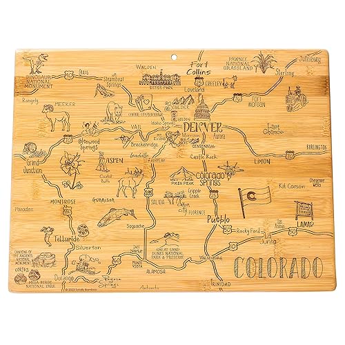 Totally Bamboo Destination Colorado State Shaped Cutting Board, Charcuterie and