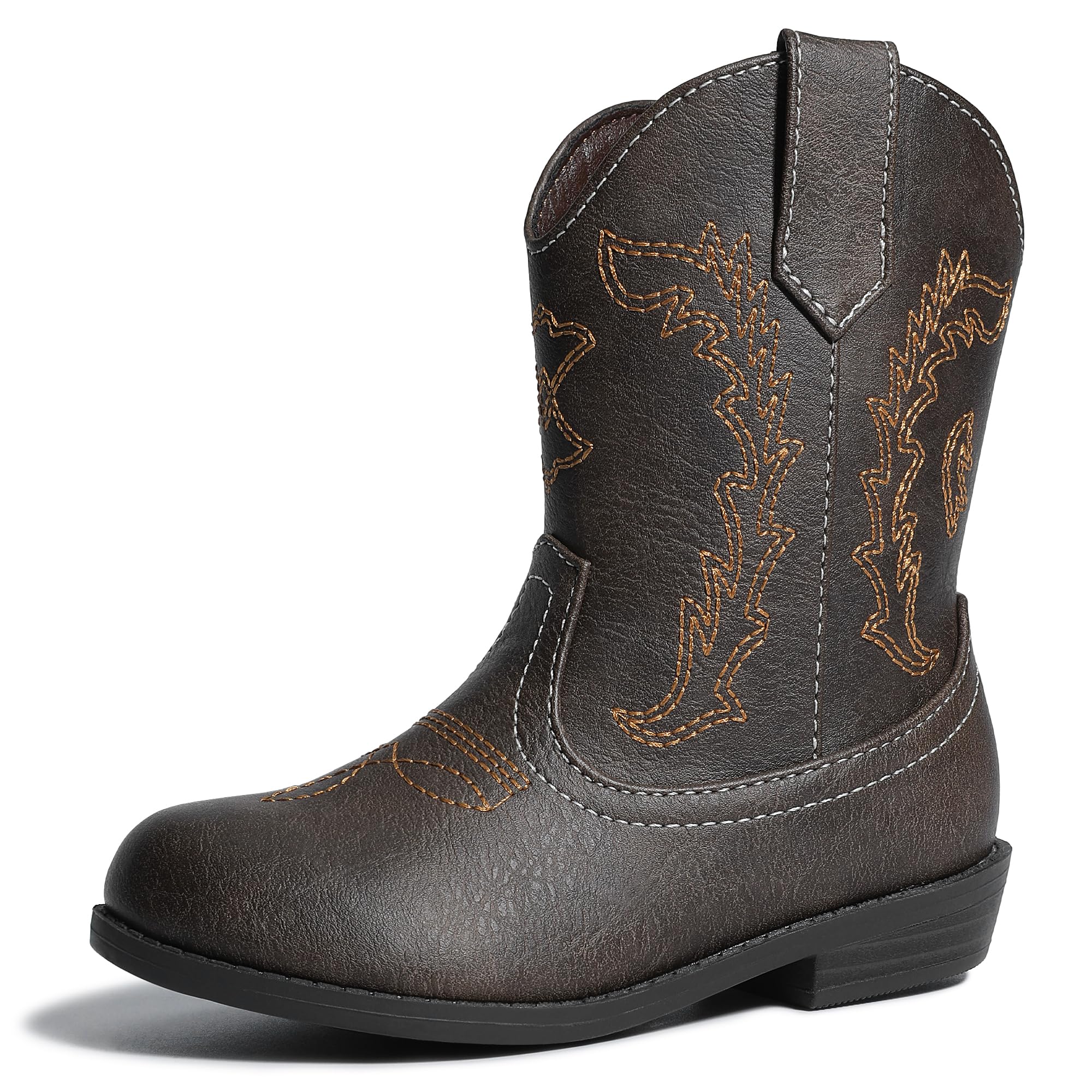 HOMEHOT Boys Girls Western Cowgirl Cowboy Boots Mid Calf Riding Shoes (toddler,little kids)