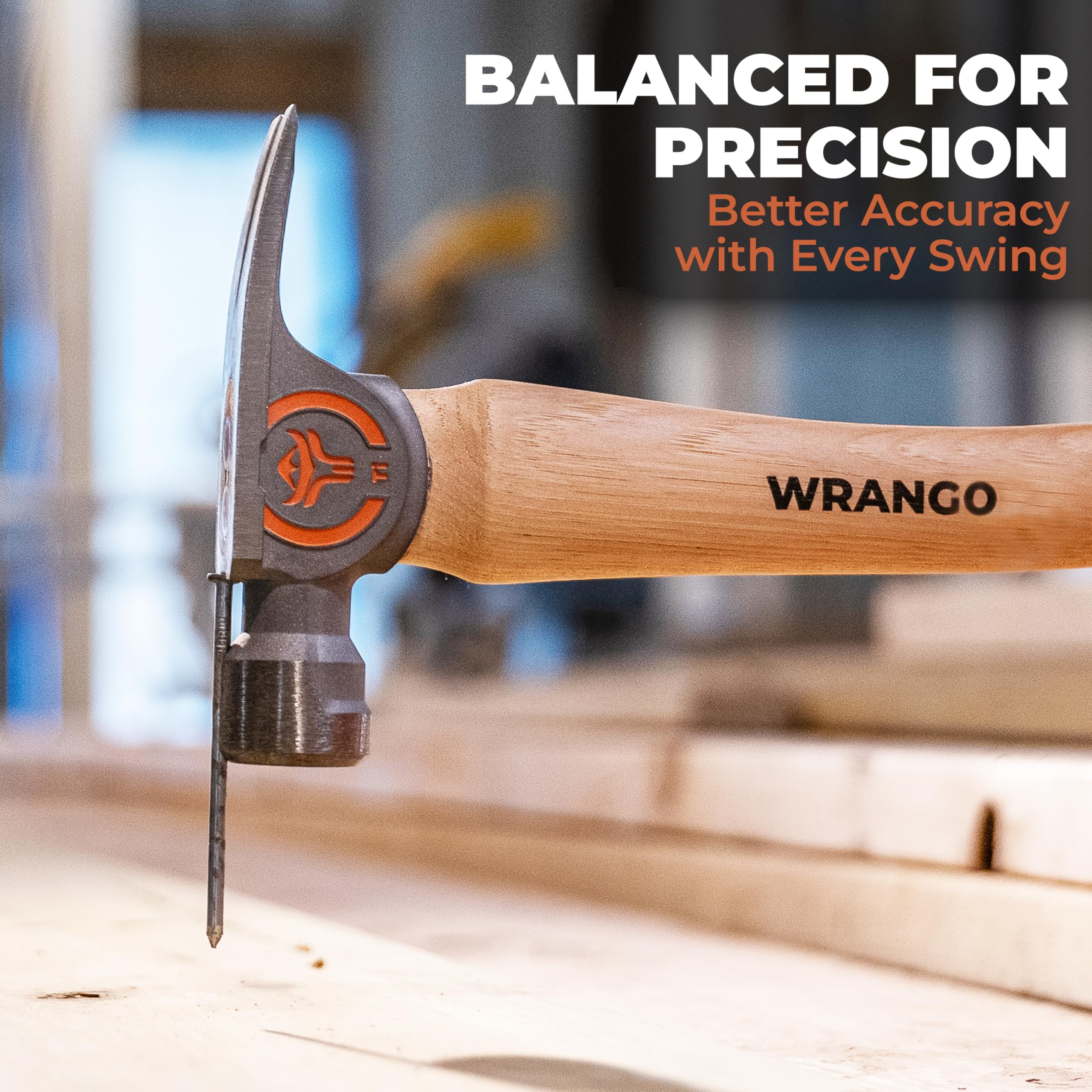 Wrango Tools Marteau cloueur en titane - Tête de 397 g, manche en bois de 36,8 cm, face lisse, poteau de 38 mm de diamètre
