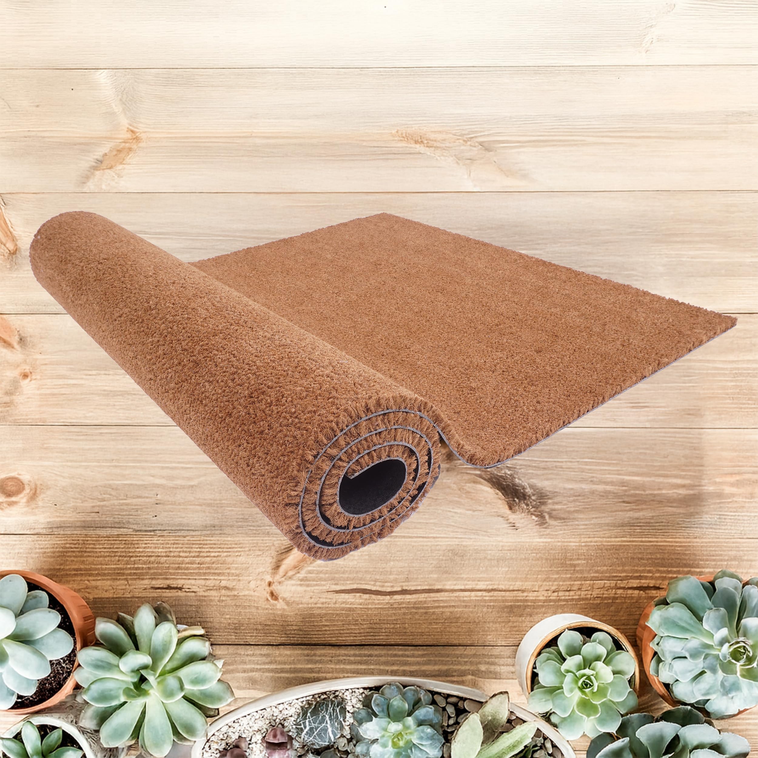 Zerbino in cocco Interni e esterni coperti - 24mm 50x100 cm (Rettangolare) | Zerbini in fibra naturale sostenibile Tappetino antiscivolo e robusto in fibra di cocco e di facile manutenzione
