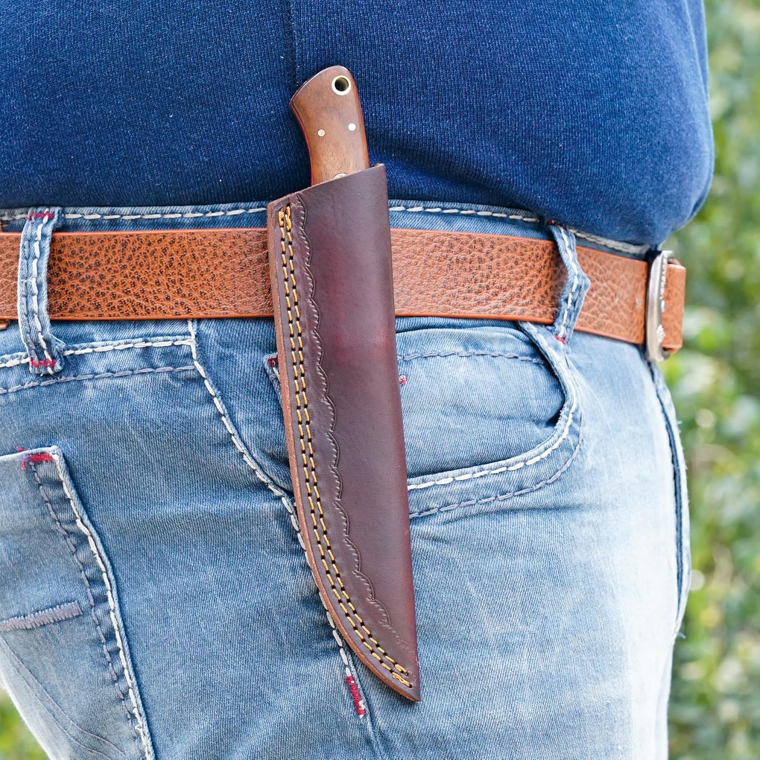 Perkin RMB Handmade Hunting Knife with Sheath – 9” Full Tang Bushcraft Knife, 4.5” High Carbon Steel Fixed Blade, Walnut Wood Handle Survival Knife for Camping & Hunting