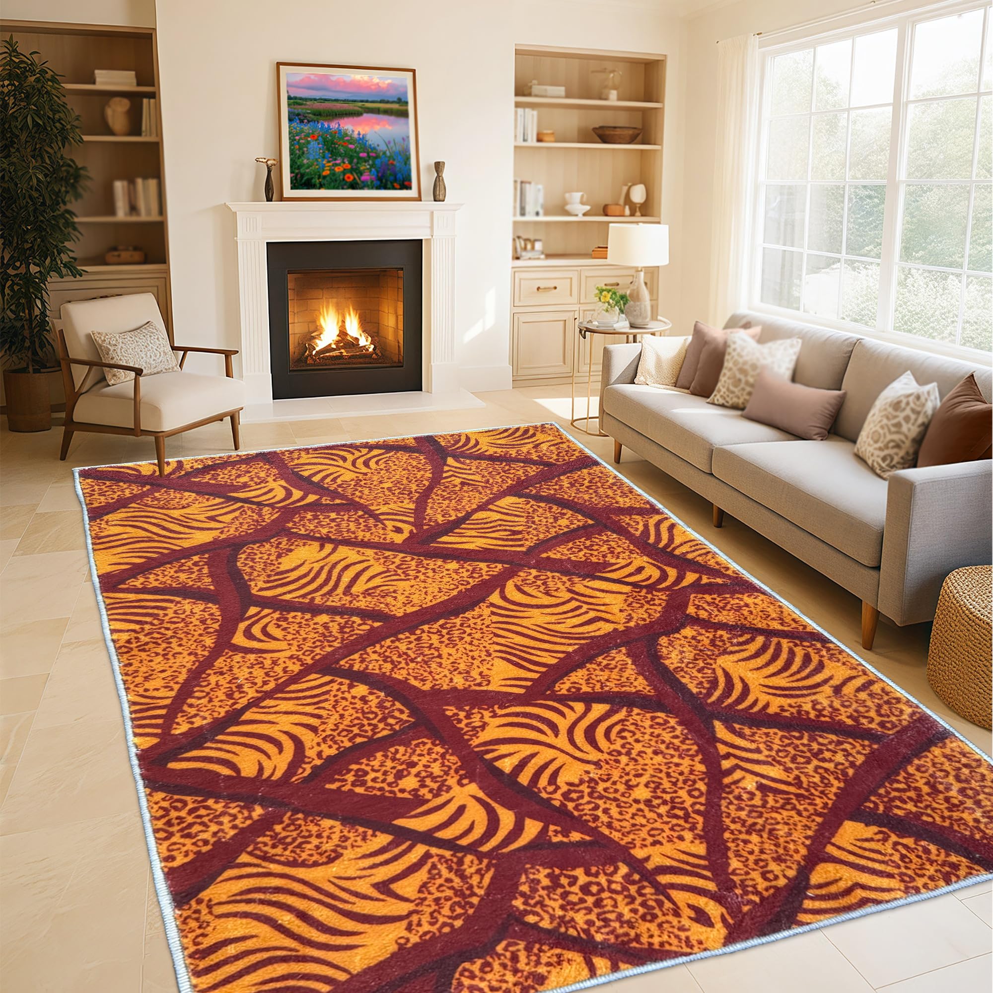 Tapis de salon lavable en machine 200x240 cm grand format antidérapant