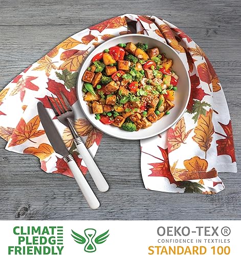 Miniatura 2 de Urban Villa Toallas de cocina con estampado de hojas de cosecha, multicolor, calidad premium, 100% algodón, esquinas ingletadas, (tamaño 20 x 30