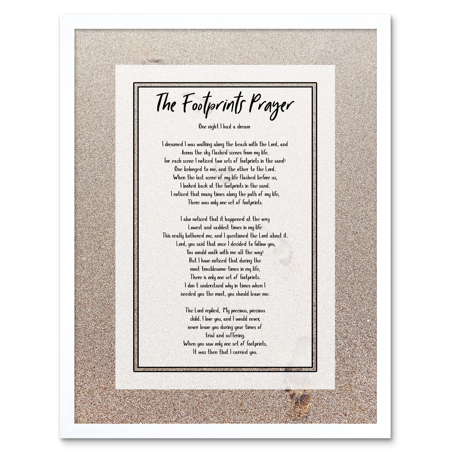 Artery8 Christian Jesus Footprints In The Sand Poem Inspirational Art Print Framed Poster Wall Decor 12x16 inch
