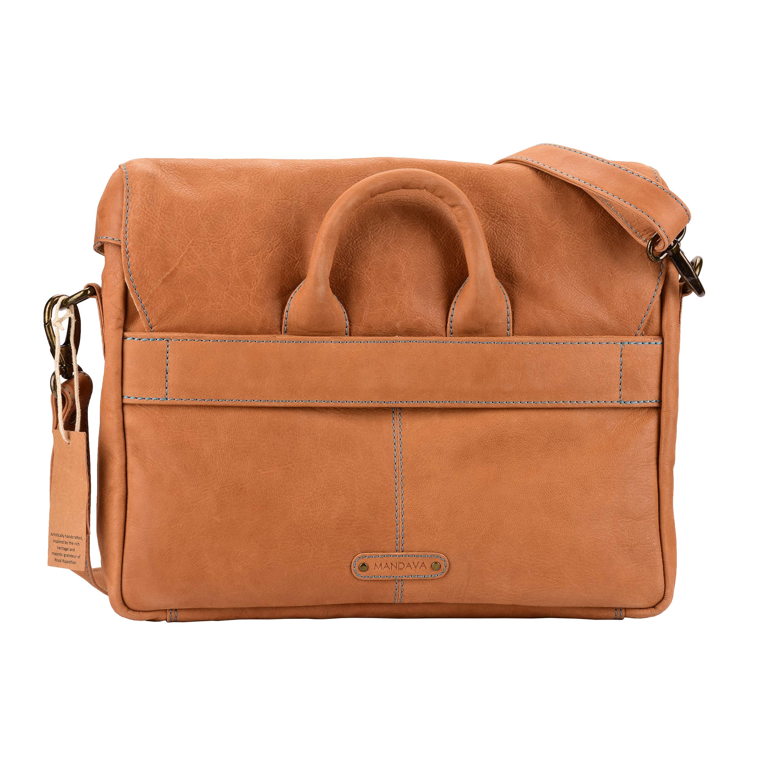 30,5 cm portatile vintage a mano in pelle messenger bag per uomo donna flap over Office Best Satchel scuola tan DIB755