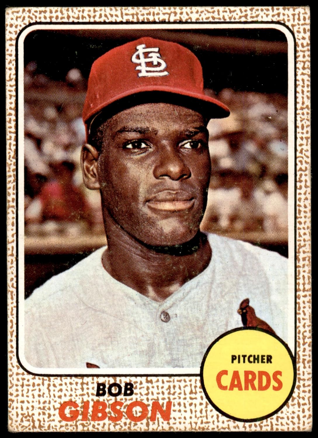 1968 Topps #100 A Bob Gibson St. Louis Cardinals (Baseball Card) (Back is Gold in Color) VG Cardinals