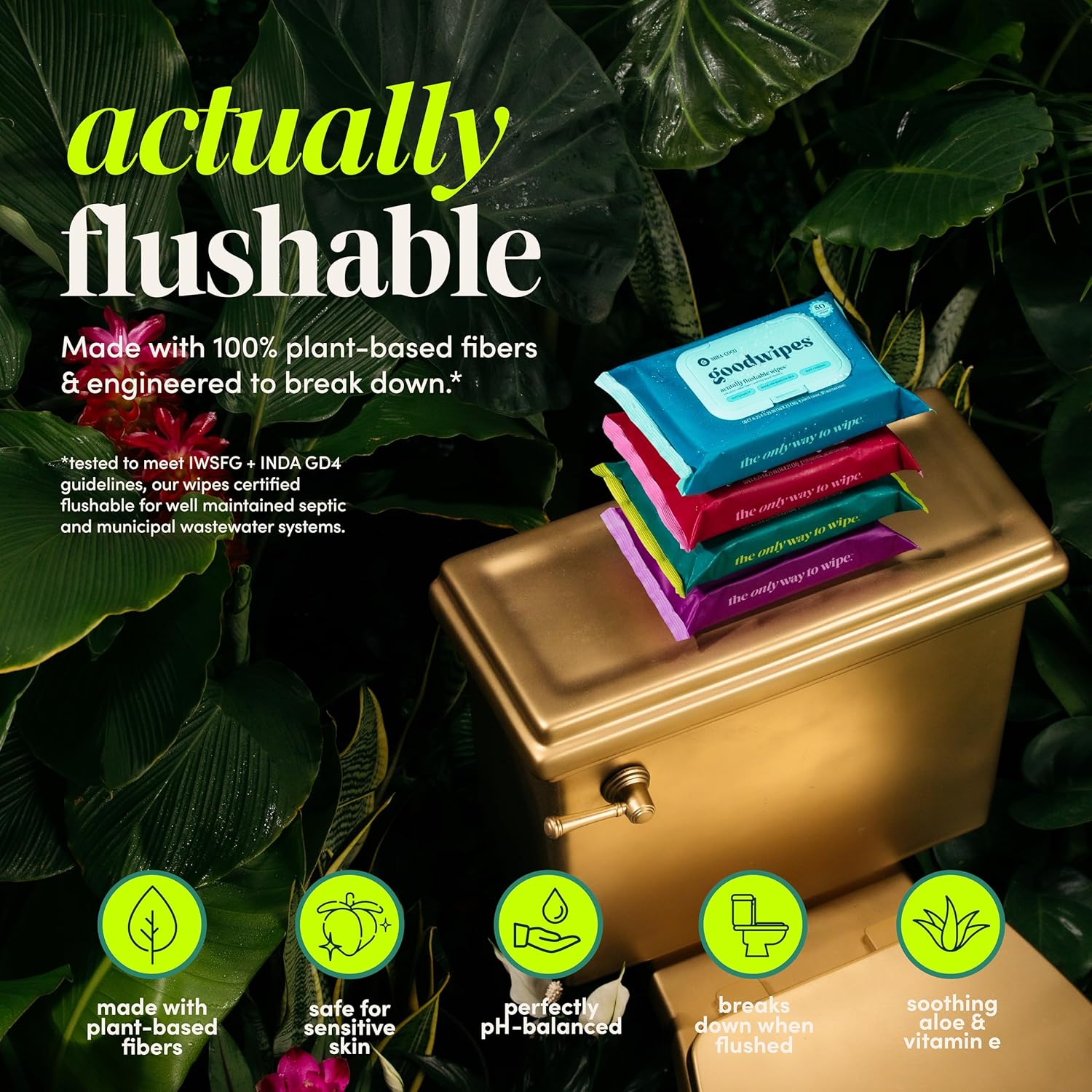 goodwipes Flushable Butt Wipes - Vitamin E & Aloe - Sewer & Septic Safe - Extra Large Adult Wet Wipes For Women & Men - Bathroom Essentials - Shea-Coco, 318 Count (6 Packs + 1 Travel) - Image 2