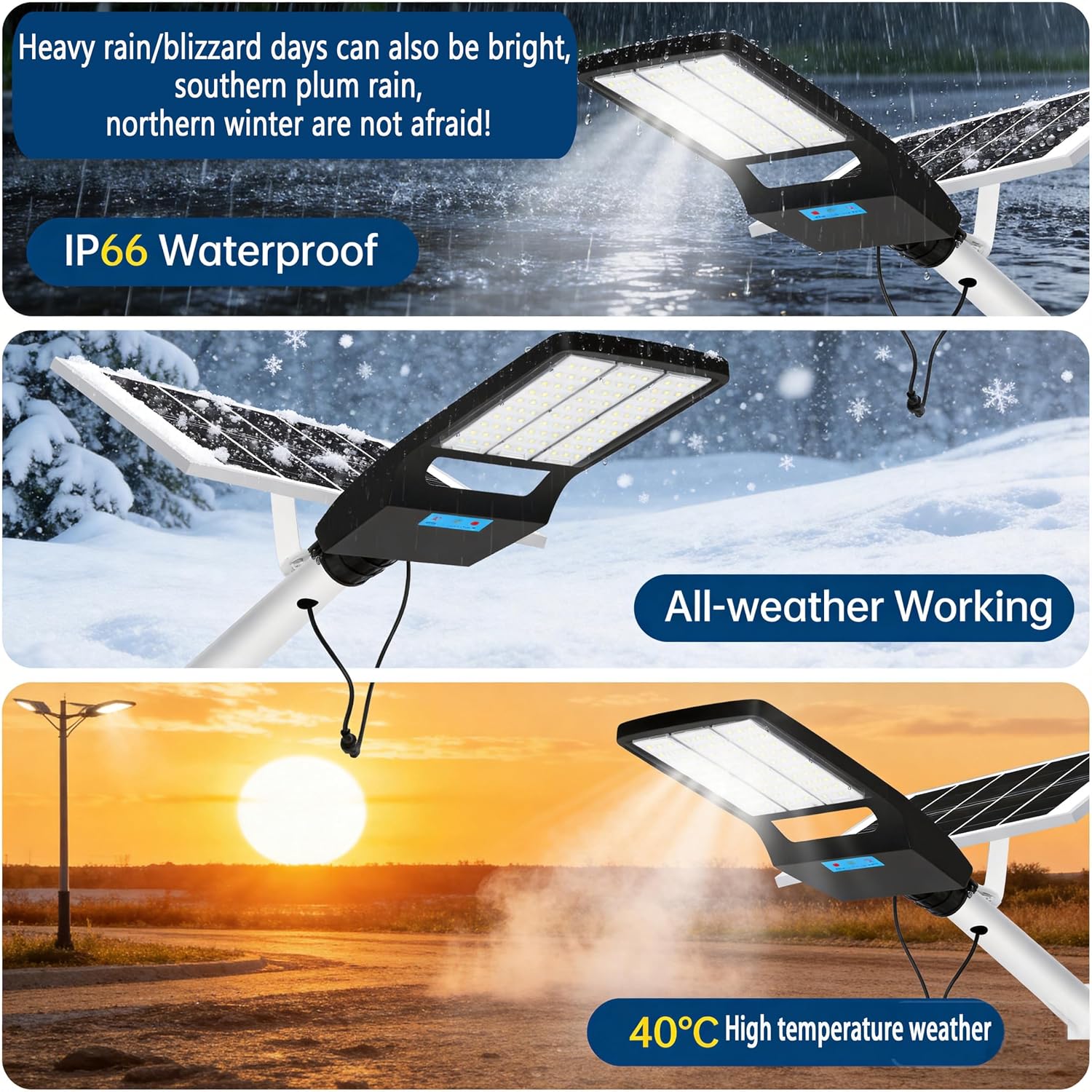 Solar Street Lights Outdoor Lamp, 20000lm IP67 Waterproof Light with Anti Broken Remote Control Mounting Bracket, Dusk to Dawn Security Led Flood Light for Yard, Garden, etc. (2 Pack)