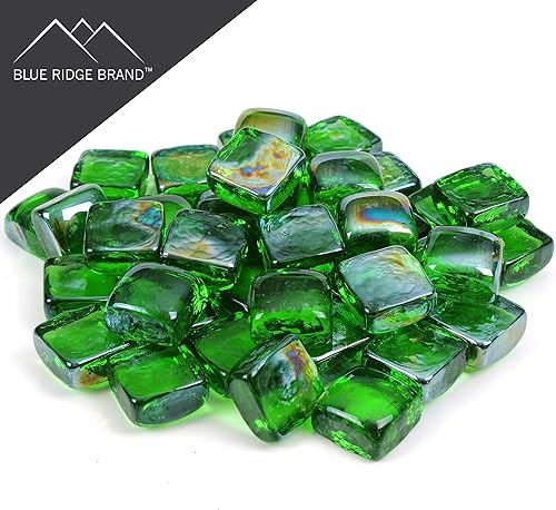Miniatura 2 de Blue Ridge Brand Cubos reflectantes de vidrio para hoguera, vidrio de grado profesional para hoguera, roca de vidrio de 1 pulgada, piedras de