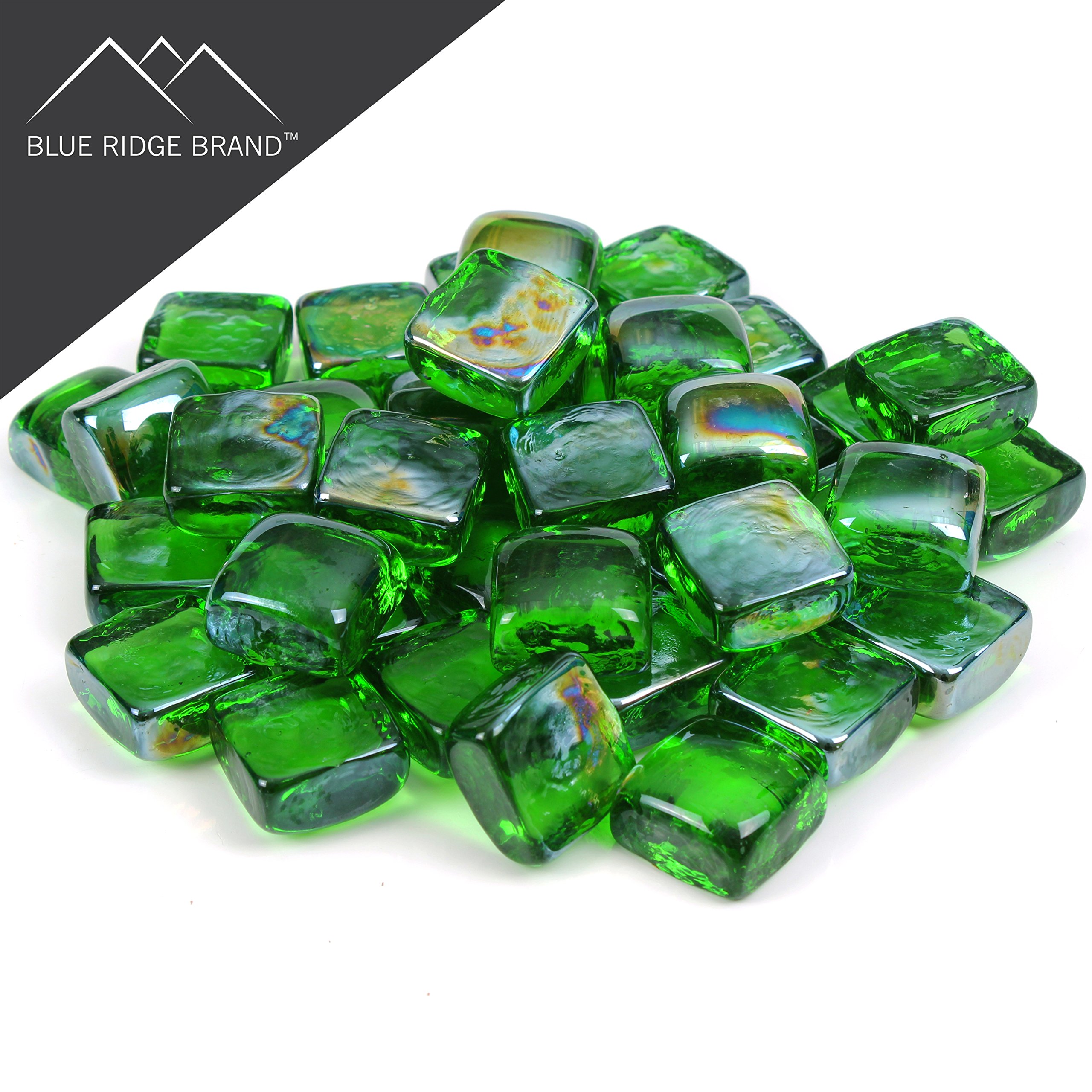 Blue Ridge Brand Reflective Fire Pit Glass Cubes - Professional Grade Fire Glass for Fire Pit - 1