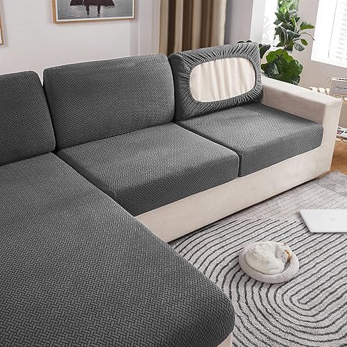 Miniatura 4 de Reyox Fundas de cojín elásticas jacquard para sofá, fundas individuales, cojines suaves y elásticos ajustables para sofá, fundas de asiento de