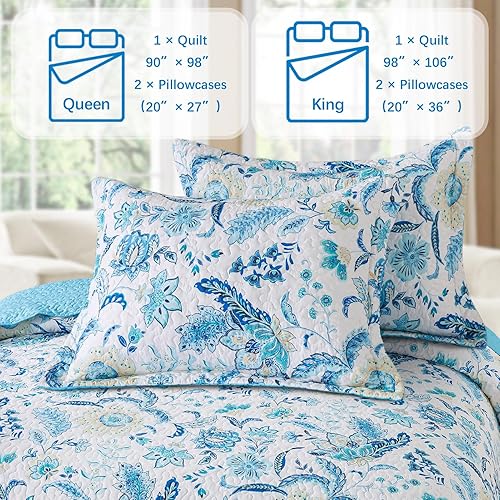 Miniatura 6 de BEDISELY Juego de edredón tamaño King para cama, colcha de algodón, juego de colcha reversible ligera de 3 piezas, edredón de granja para todas las