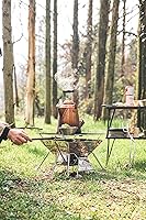 Vista 6 de CAMPINGMOON Hoguera Portátil de Acero Inoxidable Plegable para Fogata, Parrilla de Leña y Carbón para Estufa de Camping, Cocina al Aire Libre