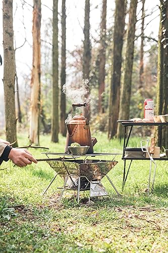 Miniatura 6 de Campingmoon - Parrilla plegable de acero inoxidable para acampar, parrilla portátil de carbón de leña de 14 pulgadas con bolsa de transporte MT-2