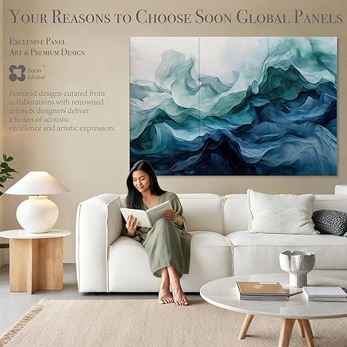 Miniatura 6 de Paneles acústicos de pared, paneles acústicos artísticos de 72 x 48 pulgadas, paneles acústicos decorativos, paneles de pared acústicos, arte de