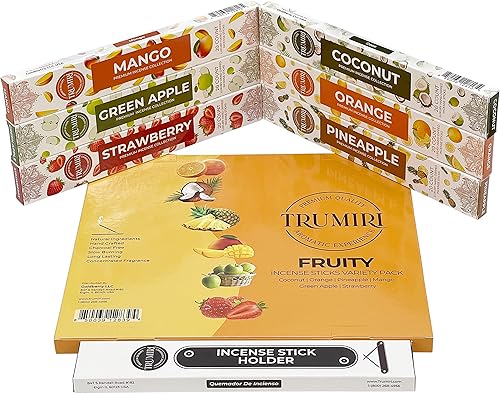 Miniatura 7 de Kit de incienso frutal paquete variado y soporte para incienso juego de regalo 120 varillas de incienso 6 fragancias x 20 unidades cada uno natural