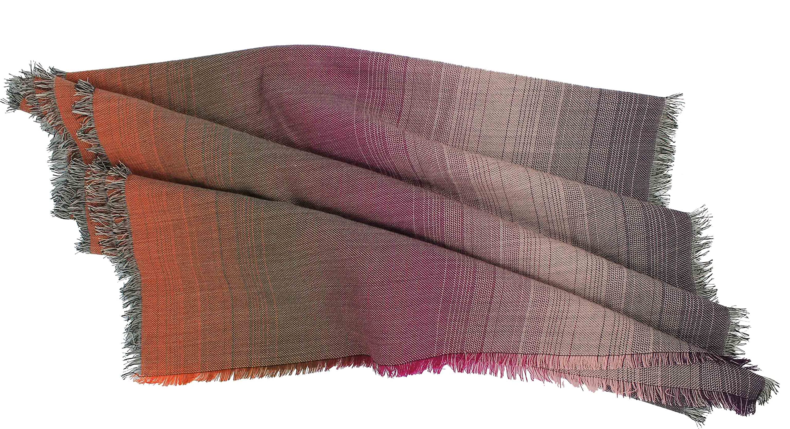 Sciarpa di lana da donna con motivo a righe, colore viola e arancione, Made in Germany
