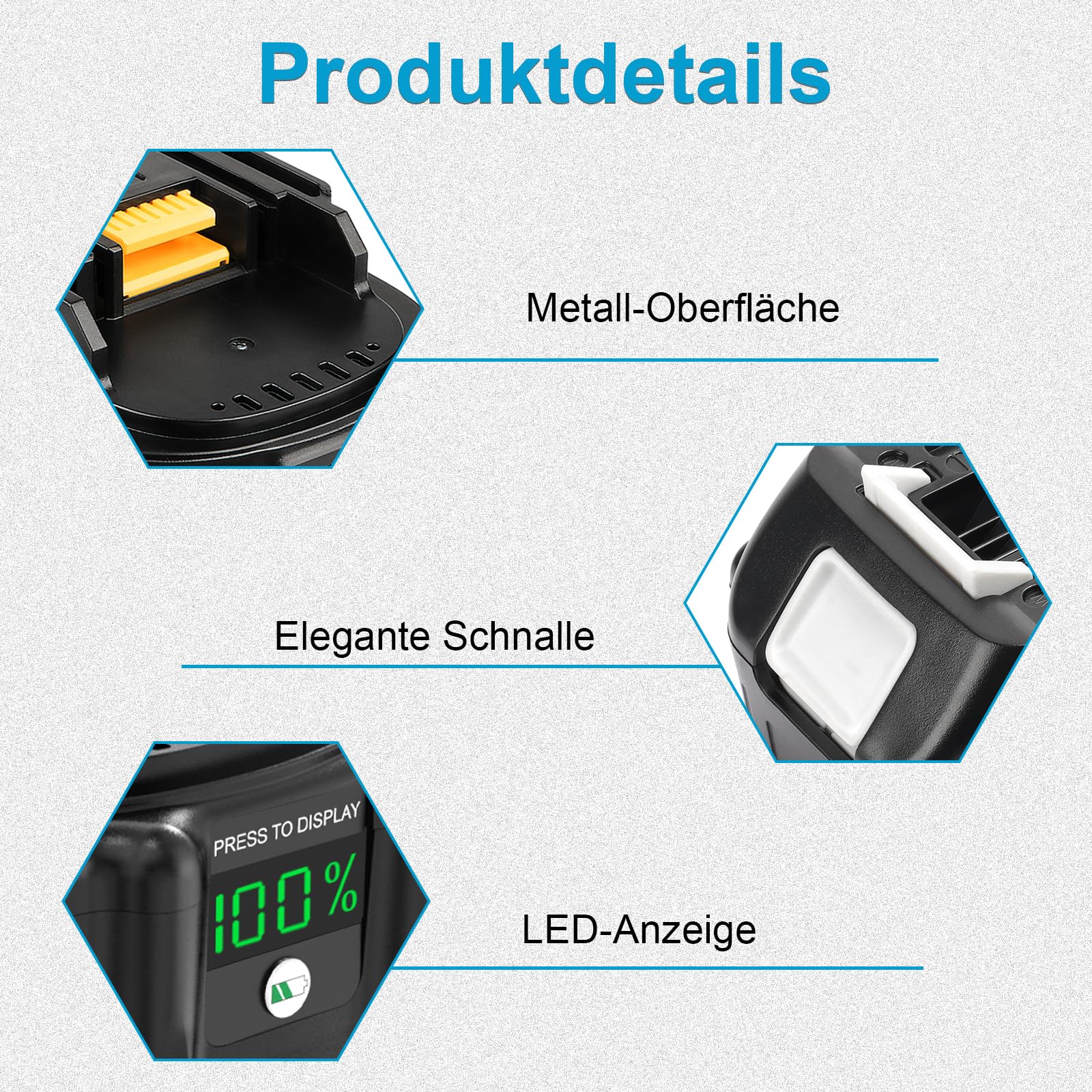 QUPERR 2er-Pack 18V 6,0Ah Akku kompatibel mit Makita 18V Werkzeuge | Mit LED-Ladeanzeige, 6,0Ah Kapazität und intelligentem Schutz vor Überladung, Überhitzung und Kurzschluss
