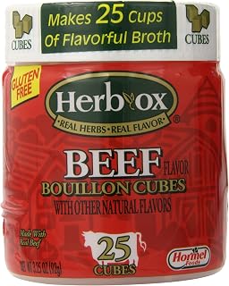 Herb-Ox Beef Bouillon Cubes, 25 Cubes per Box, Pack of 6 - Real Herbs, Roasted Veggie Flavor for Soups, Stews & Seasoning