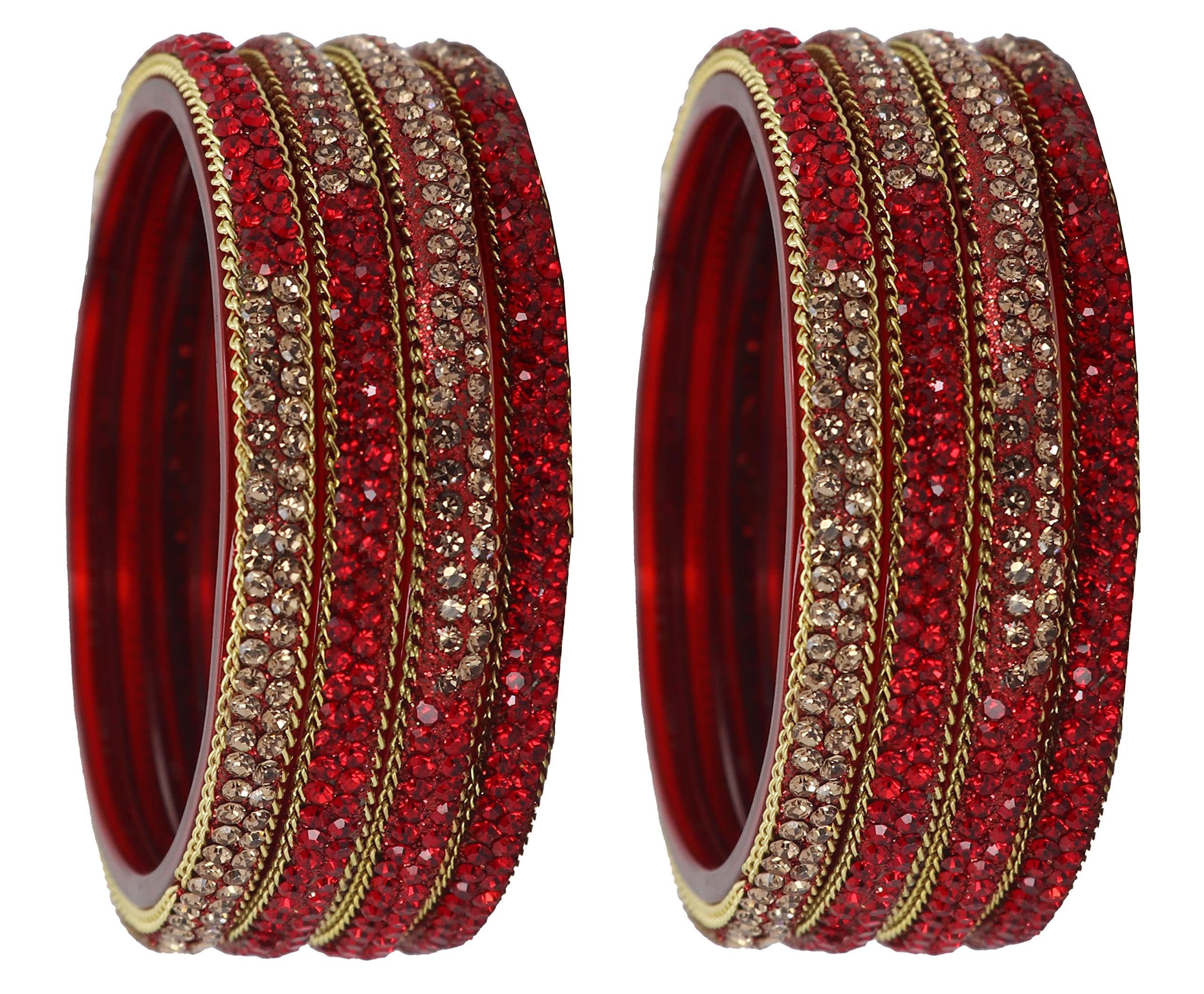 ALIVE Glass with Zircon Gemstone worked and Glitter Pattern Glossy Finished Kada Set For Women and Girls, (Red-Gold_2.6 Inches), Pack Of 8 Kada Set (B09R4RHJK6) Amazon Price History, Amazon Price Tracker