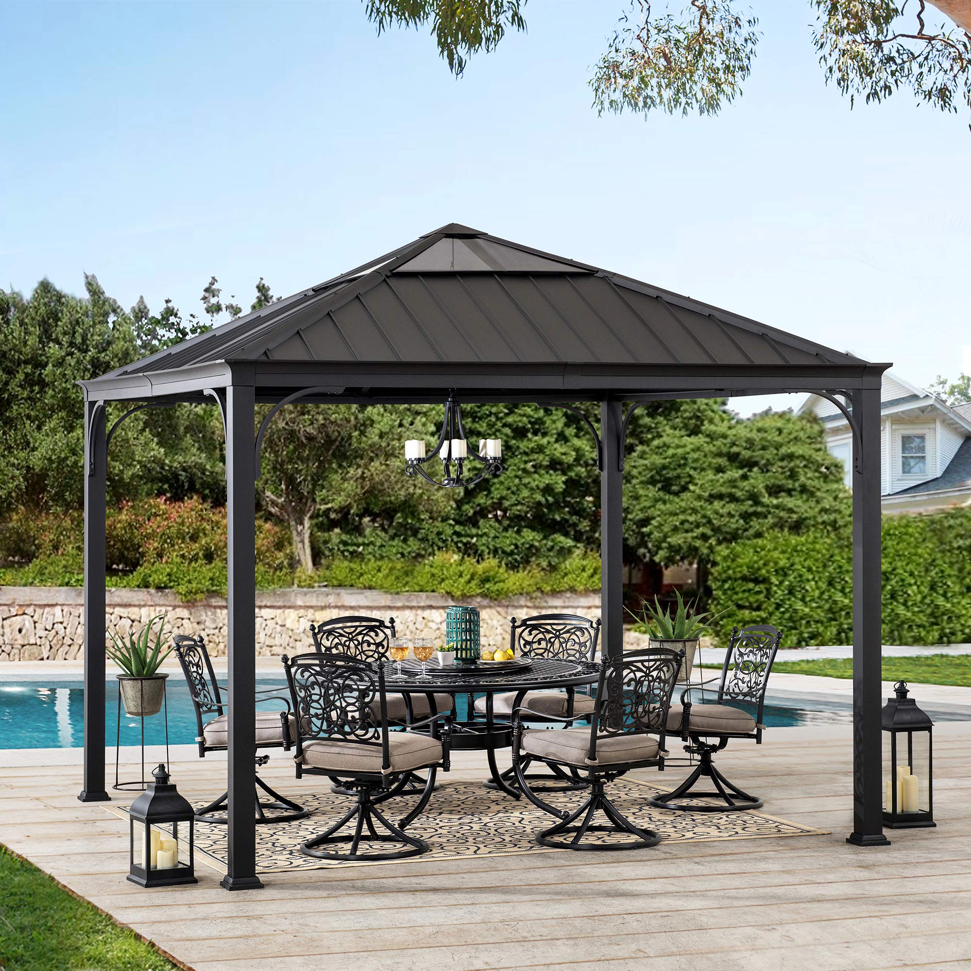 Buy Sunjoy Stuart 10x10 ft. Gazebo with Steel and Polycarbonate Hip