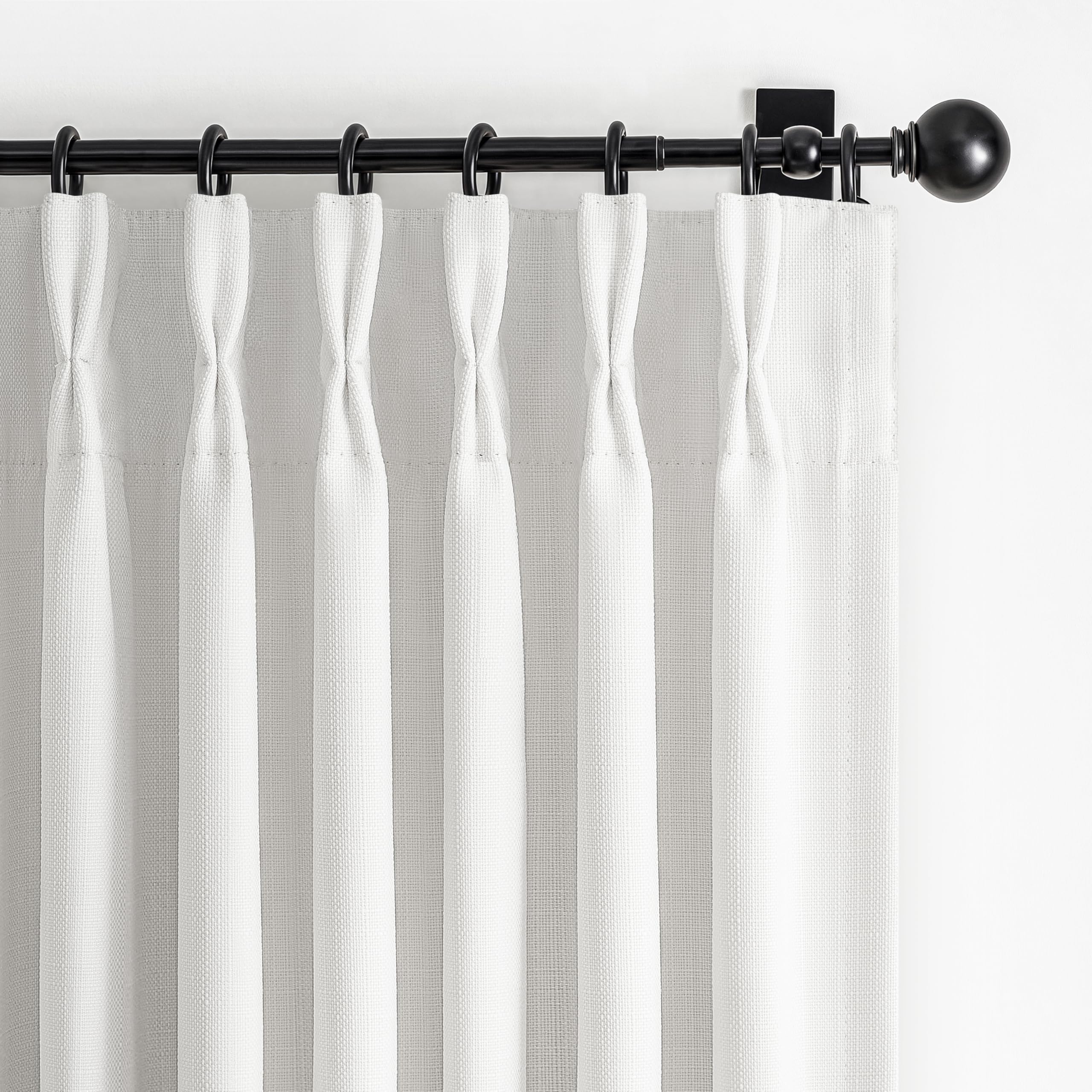 Photo 1 of Pinch Pleated White Curtains 84 Inches Long for Living Room, Modern 100% Blackout Natural Linen Viral Windows Curtain & Drapes 84 Inch Length 2 Panel Set Dual Layer Memory Shape Pleat Dining Room Burg