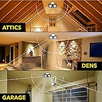 Vista 6 de Bell+Howell QUADBURST - Bombillas LED de techo de 80 W, 5500 lúmenes, 4 paneles deformables de aluminio para interiores, dormitorios, luces