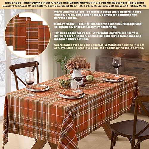 Miniatura 4 de Culloden - Servilletas de tela a cuadros de cosecha de otoño y Acción de Gracias, tradicionales, color óxido y verde, 100% algodón, juego de 4